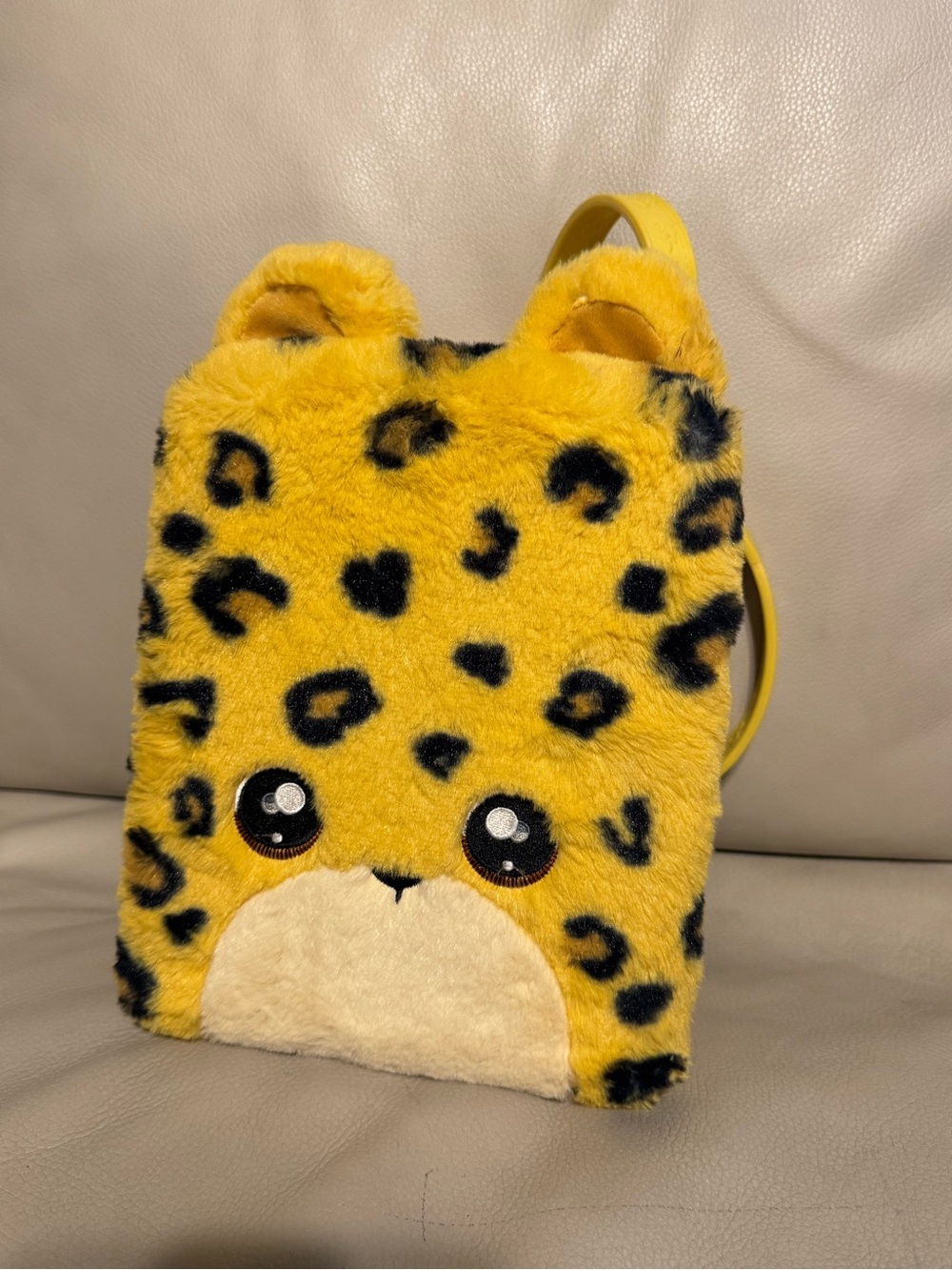Plush Leopard Kids Backpack - Yellow and Black